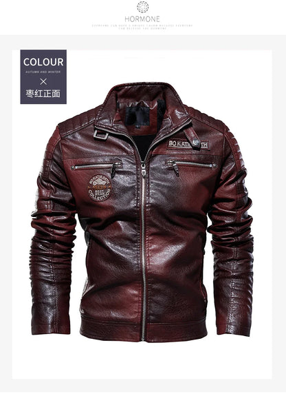 Men's Leather Jacket 2024 Autumn Winter New Plush Loose Outdoor Travel Motorcycle Coat Men Fashionable Trendy Leather Clothing