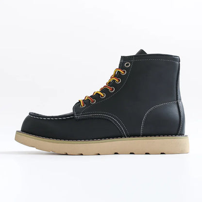 Genuine Leather Men's Boots Vintage Tooling Boots Man Short Boot Rhubarb Boots Men's High Top Men's Shoes Leather