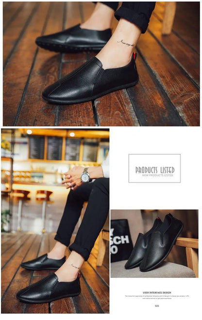 Leather Shoes Men's Shoes 2023 Spring and Autumn Season New Soft Sole Bean Shoes, Casual Shoes, Men's Lazy Shoes, Single Shoes
