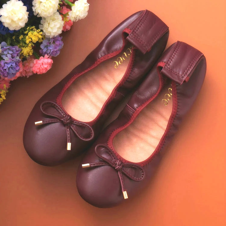 2024 Women Leather Breathable Ladies Comfortable Ballet Flats Driving Shoe Fashion Slip on Shallow Loafers Office Flat Boat Shoe