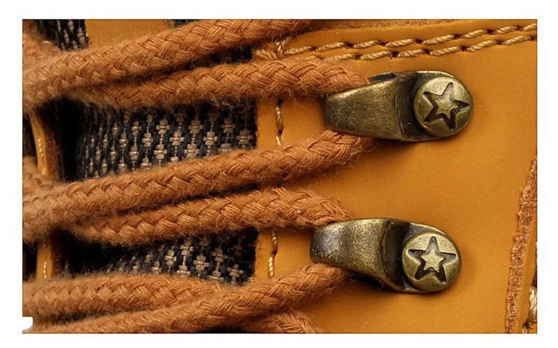 Genuine Leather Men Boots Casual Work Shoes Brown Luxury Brand Autumn Winter Handmade Fashion Male Ankle Boots Bot