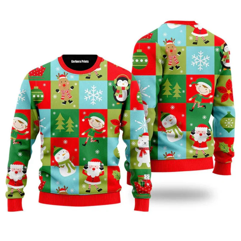 Funny 3D Christmas Swaeter Gift Santa Claus Patterned Ugly Sweater Jerseys And Sweaters Blouses For Men Women Pullover Hoodie