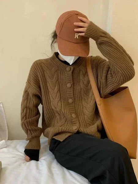 Ladies Sweaters Winter Button Kawaii Knitted Top For Women Yellow Cute Cardigan Designer Y2k Fashion Korea Korean Luxury Jumper