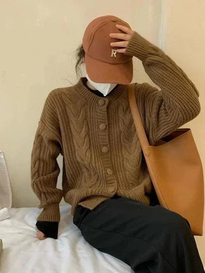 Ladies Sweaters Winter Button Kawaii Knitted Top For Women Yellow Cute Cardigan Designer Y2k Fashion Korea Korean Luxury Jumper