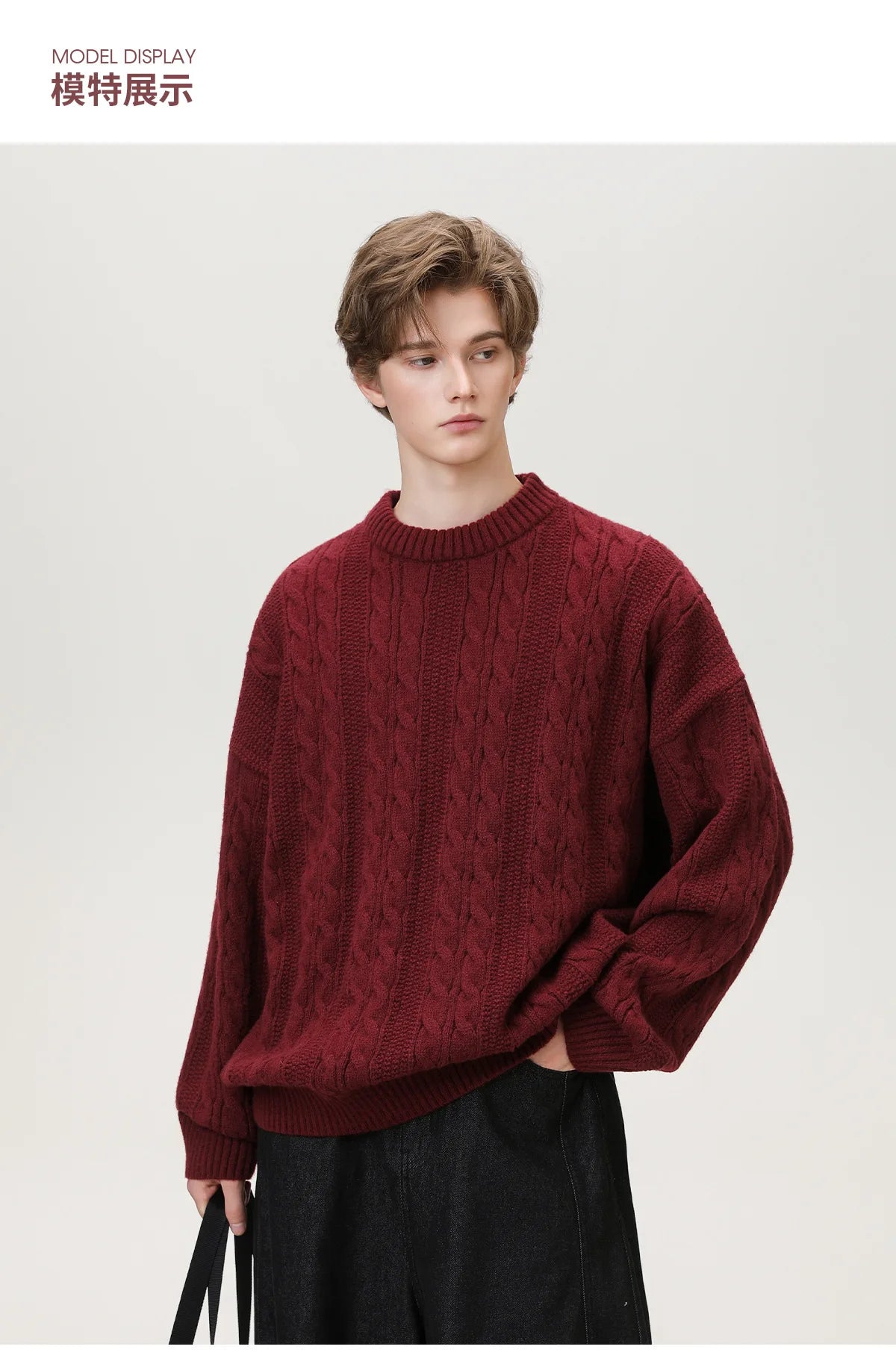 Men Winter Sweaters Men's Thick Twisted Flower Knitted Sweater Autumn Winter Round Neck Pullover Sweater Warm Top Women Sweater