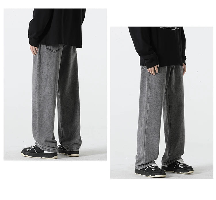 Jeans men's spring and summer 2025 new style trend straight versatile casual pants loose wide-leg mopping trousers