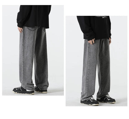 Jeans men's spring and summer 2025 new style trend straight versatile casual pants loose wide-leg mopping trousers