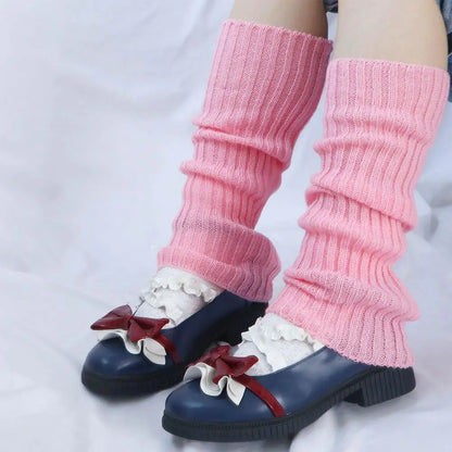 Winter Sweet Lolita Autumn Wool Ball Knitted Leg Warmers Leg Warm Socks Foot Cover Knee Cover