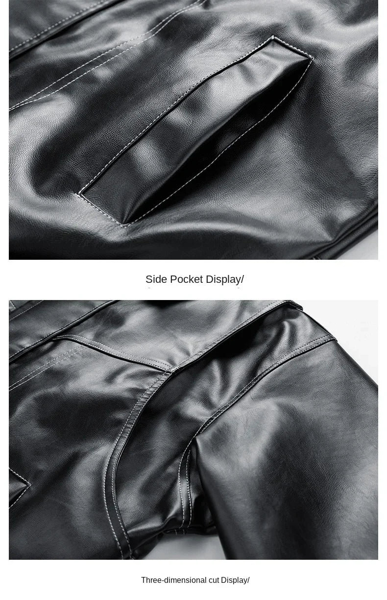 Europe The United States Trend Leather Jacket Spring Autumn New Loose Trend Men's Couple Jacket Lapel Motorcycle Handsome Coats