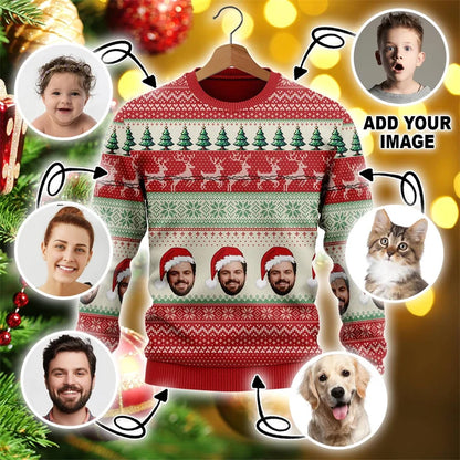 Custom Photo DIY Personalized Characters/Pets Fun Ugly Christmas Sweaters Christmas Gift Tops Couple Party Pullover sweater New