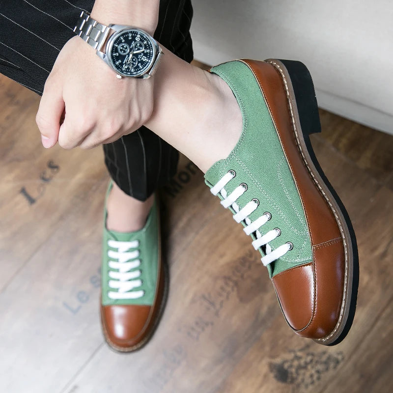Leather Shoes Men Casual Lace Up Loafers High Quality Low Heel Platform Shoes Leather Premium Casual Luxury Brand Oxford Shoes