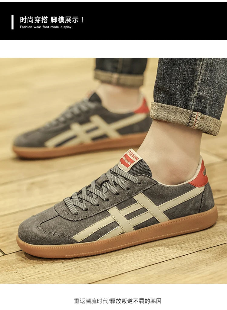 Genuine Leather Men Shoes Flat Casual Fashion Retro Training Shoes Outdoor Comfortable Athletics Sport Shoes Male Sneakers