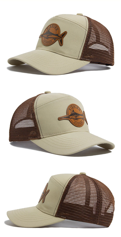 Shark Leather Label Men's Baseball Cap Casual 7 Panel Style Trucker Hat Fashion Hip Hop Mesh Caps Summer Women Visor Hats Unisex