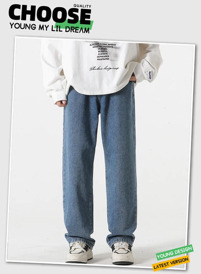 Jeans men's spring and summer 2025 new style trend straight versatile casual pants loose wide-leg mopping trousers