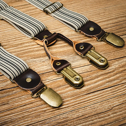 Fashion Retro Suspenders for Men British Style Metal Clip Y-Type Suspenders Anti-slip Suit Accessories Stripe Suspender Clip Men