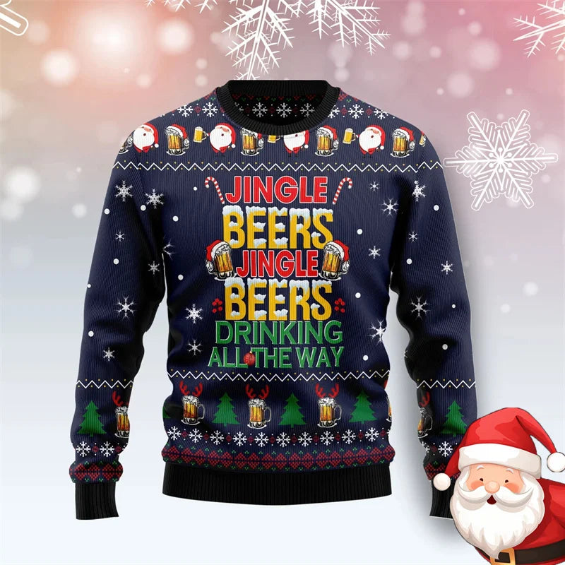 Christmas Family Party Ugly Beer Sweater For Men Funny Fashion O-neck Pullover Sweatshirt Merry Christmas Trend Design Sweaters