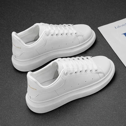 White Leather Men Casual Shoes Platform Outdoor Mens Walking Running Sneakers Breathable Board Shoes Women Tennis Sport Shoes