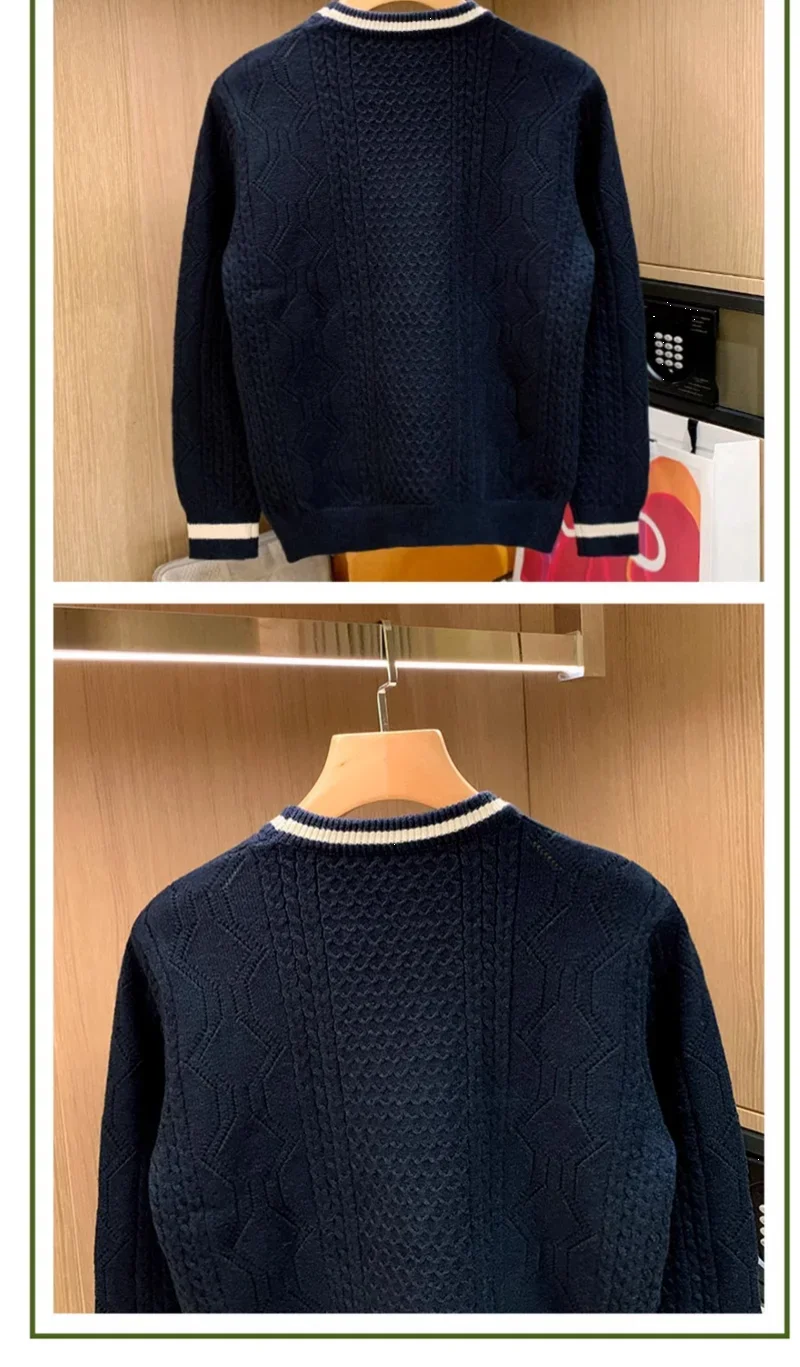 2025 Winter New Fashion Twist Knitted Sweater Men Trendy Casual Solid Color Warm Versatile Handsome Men Sweater