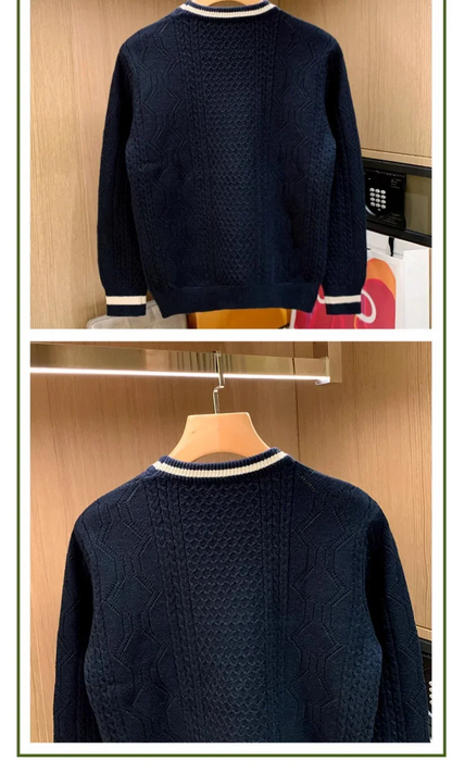 2025 Winter New Fashion Twist Knitted Sweater Men Trendy Casual Solid Color Warm Versatile Handsome Men Sweater