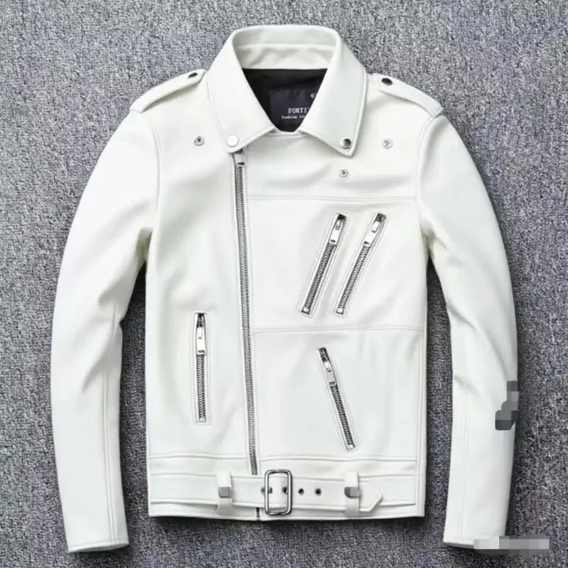 Men's Leather Jacket Fashionable Casual Coat Motorcycle Style Regular Cut Chinese Brand Stock AE New Autumn Winter Collection