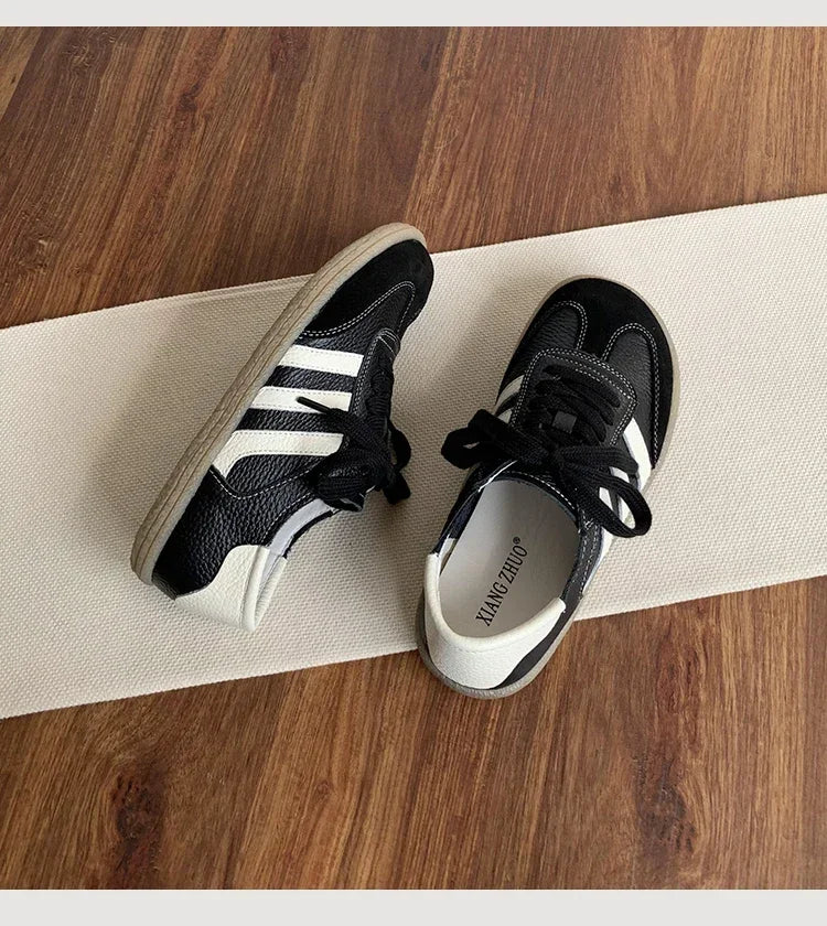 Leather cowhide German training shoes women's college style casual shoes 2025 new soft-soled casual flat-soled sports shoes