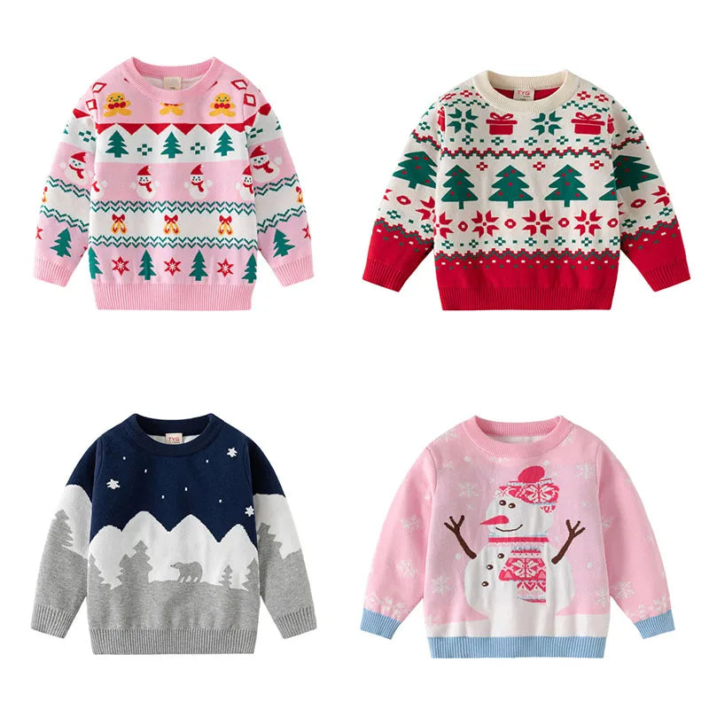 Christmas Sweaters 3-7T New Arrival Christmas Boys Girls Sweaters For Autumn Winter Snowman Children's Sweatshirts Baby Clothes