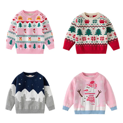 Christmas Sweaters 3-7T New Arrival Christmas Boys Girls Sweaters For Autumn Winter Snowman Children's Sweatshirts Baby Clothes