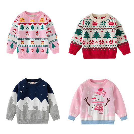 Christmas Sweaters 3-7T New Arrival Christmas Boys Girls Sweaters For Autumn Winter Snowman Children's Sweatshirts Baby Clothes