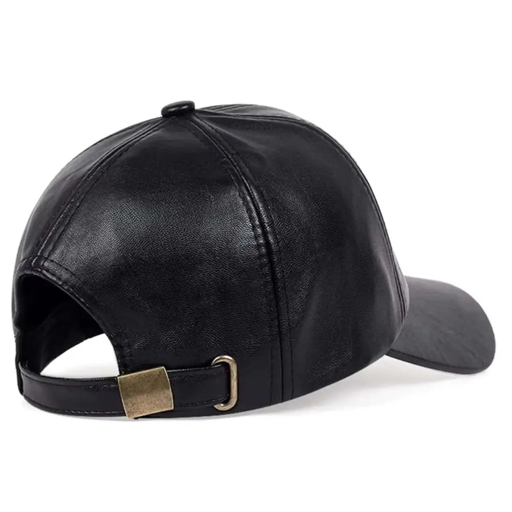 Adjustable Leather Baseball Cap PU Leather Trucker Caps Men Vintage Hat Retro Snapback Sun Protection Hat Climbing Cycling