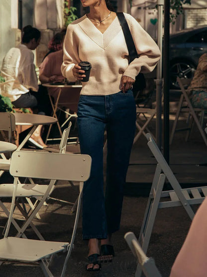 Fashion Sweater Woman Winter 2025 Vintage Oversize Sweaters Female Knitted Top V-neck Jumper Long Sleeve Autumn Women's Pulovers