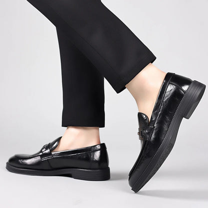 fashionMen's Slip-On Business Loafers High Quality Leather Shoes Gentleman Outdoor Shoes Office Shoes Leisure Ripe-Young