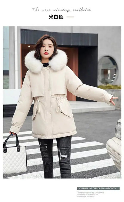 Winter Coat 2025 New Women's Thick Cotton Jacket Women's Medium long Korean version Fur collar Coat Female Warm Parka Overcoat