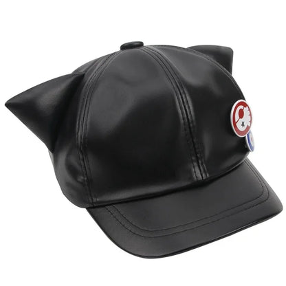 Cosplay Shikinami Asuka Rangure Cat Ear PU Leather Hat Peak EVA Baseball Cap Langley Soryu