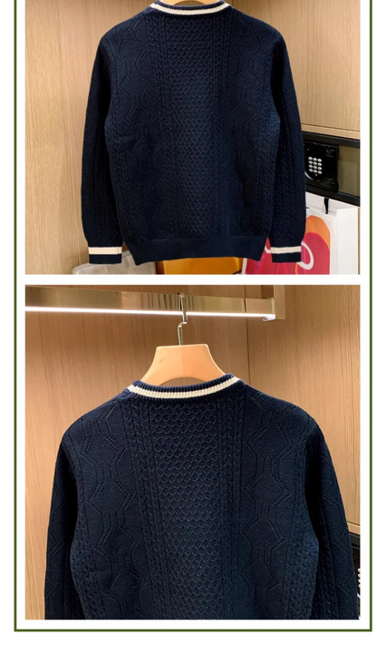 2025 Winter New Fashion Twist Knitted Sweater Men Trendy Casual Solid Color Warm Versatile Handsome Men Sweater