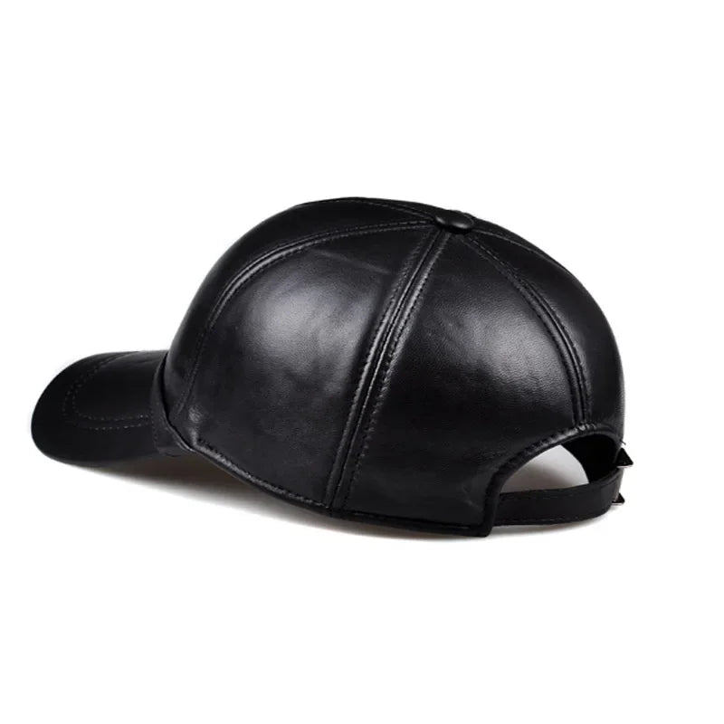 New Men Real Leather Baseball Caps Sheepskin Casual  Men Youth Duck Tongue Warm Hats Hip Pop Bonnet Femme