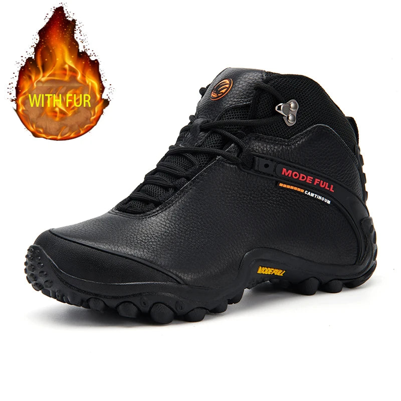 Cow Leather Men Winter Hiking Boots For Women Outdoor Waterproof Treeking Snow Shoes Climbing Mountain Hunting Walking Sneakers