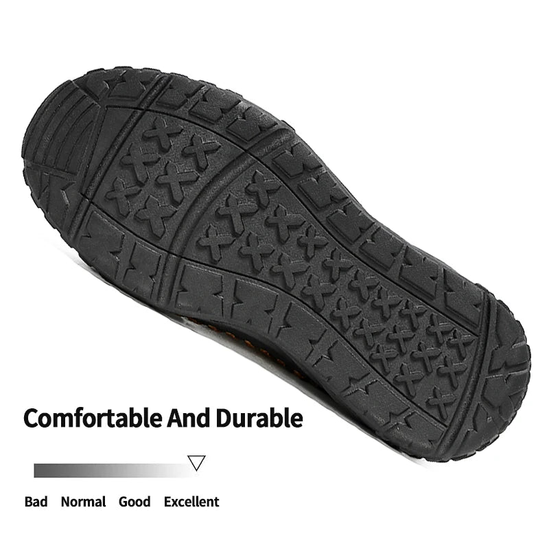 New Handmade Leather Men Shoes Casual Comfortable Men Loafers Slip On Leather Shoes Men Flats Hot Sale Outdoor Walking Shoes