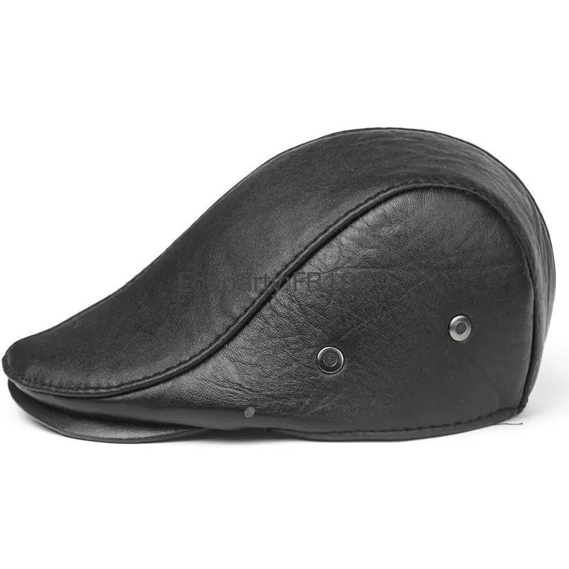 Men's Genuine Leather Hat Vintage Classic Thicker Warm Cowhide Leather Berets With Ears Snapback Cap Fashion Cap Gifts for Dad