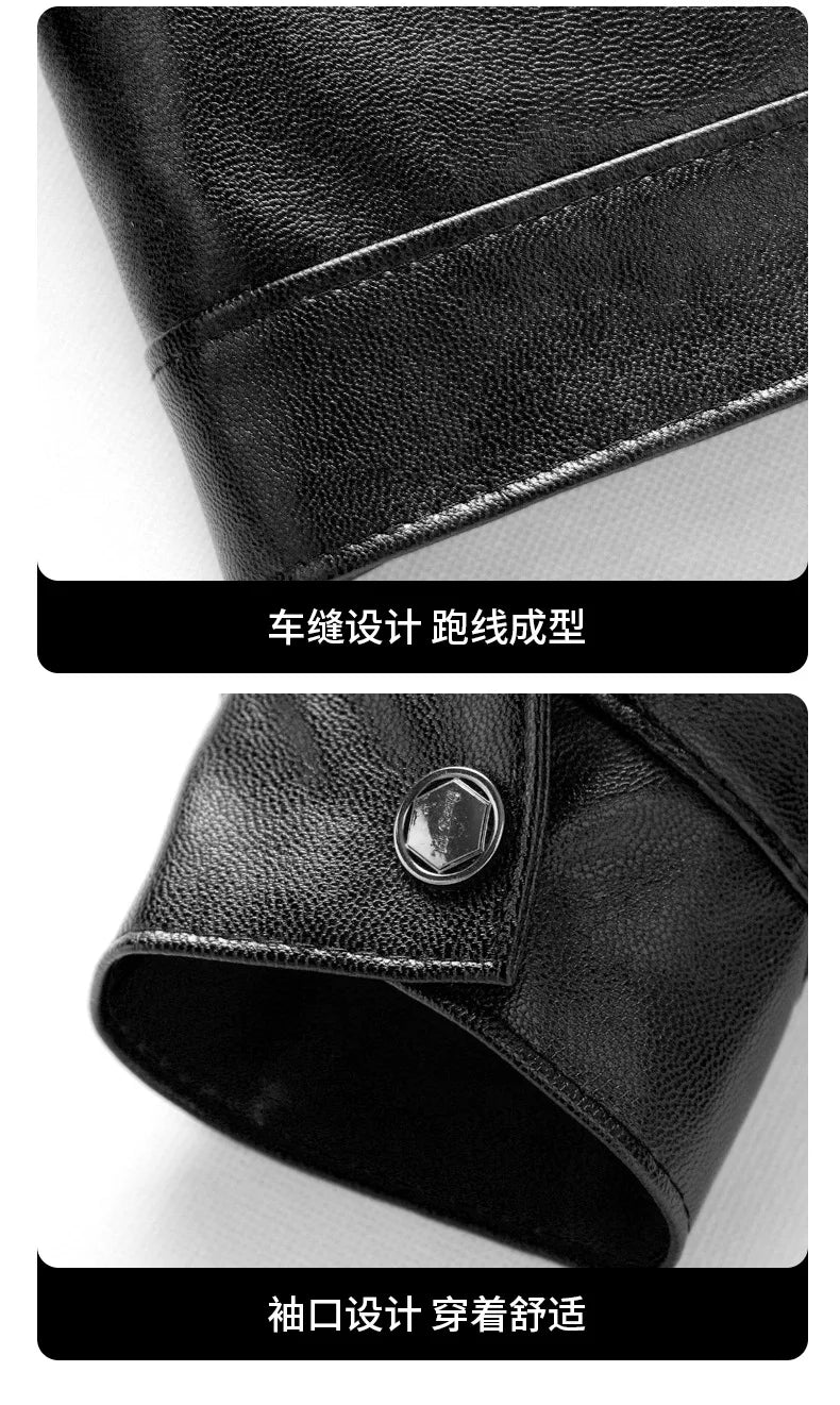 Business Leather Jackets Mens Fashion Leather Jacket Slim Fit Tturn Down Collar Coats Handsome Top Korean Casual Leather Coat