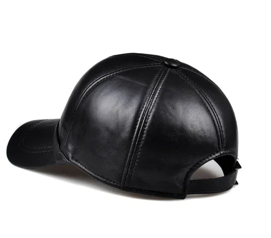 New Men Real Leather Baseball Caps Sheepskin Casual  Men Youth Duck Tongue Warm Hats Hip Pop Bonnet Femme