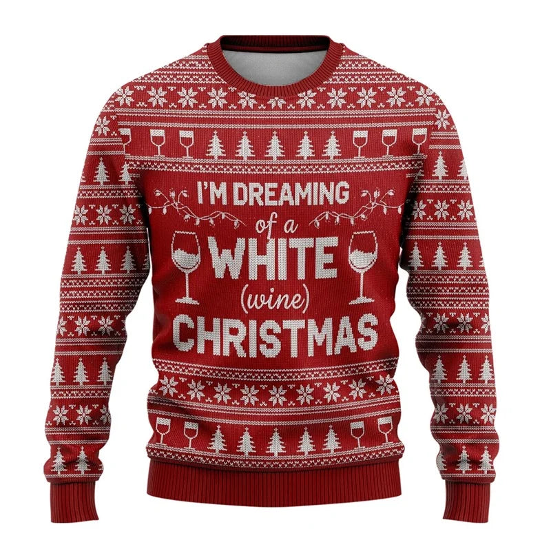 Merry Christmas Wine Ugly Christmas Sweaters For Men Women Wine Bottle Printes Pullover Sweatshirts New In Christmas Jumper