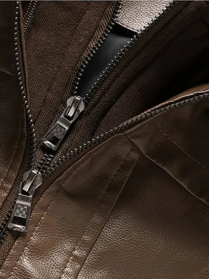 Motorcycle Leather Jackets Man Casual Fashion Motorcycle Coat Slim Fit Lapel PU Jackets Autumn Anti-wind Leather Coat Male