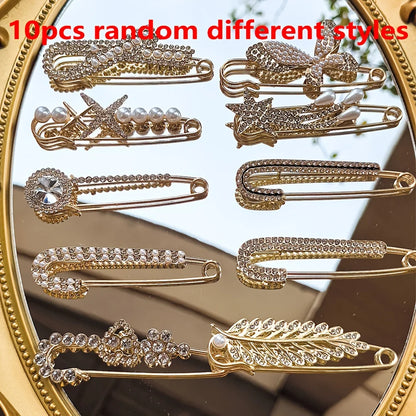 10 elegant brooch accessories, multi-functional scarf and belt clip, suitable for women's suits to add unique charm