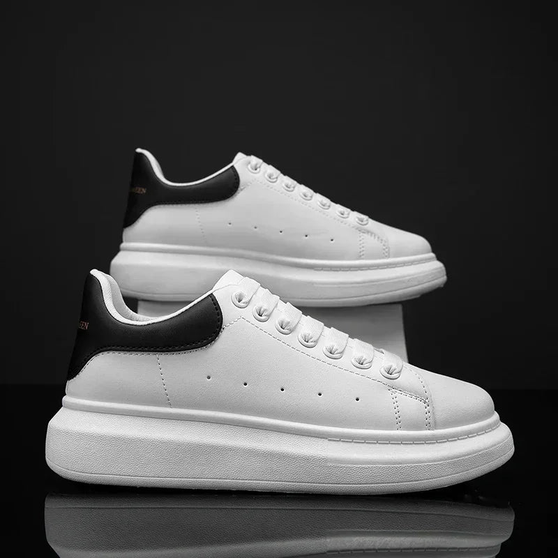 White Leather Men Casual Shoes Platform Outdoor Mens Walking Running Sneakers Breathable Board Shoes Women Tennis Sport Shoes