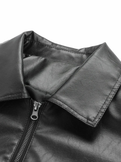 Men's Leather Jacket with a Lapel, Windproof and Warm, with Excellent Texture, Suitable for Workplace Commuting, Daily Shopping, Weekend Trips, Casual Gatherings with Friends, Autumn and Winter Styles, Short Trips