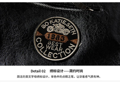 Men's Leather Jacket 2024 Autumn Winter New Plush Loose Outdoor Travel Motorcycle Coat Men Fashionable Trendy Leather Clothing