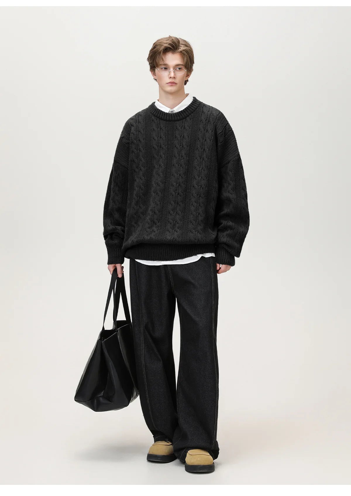 Men Winter Sweaters Men's Thick Twisted Flower Knitted Sweater Autumn Winter Round Neck Pullover Sweater Warm Top Women Sweater