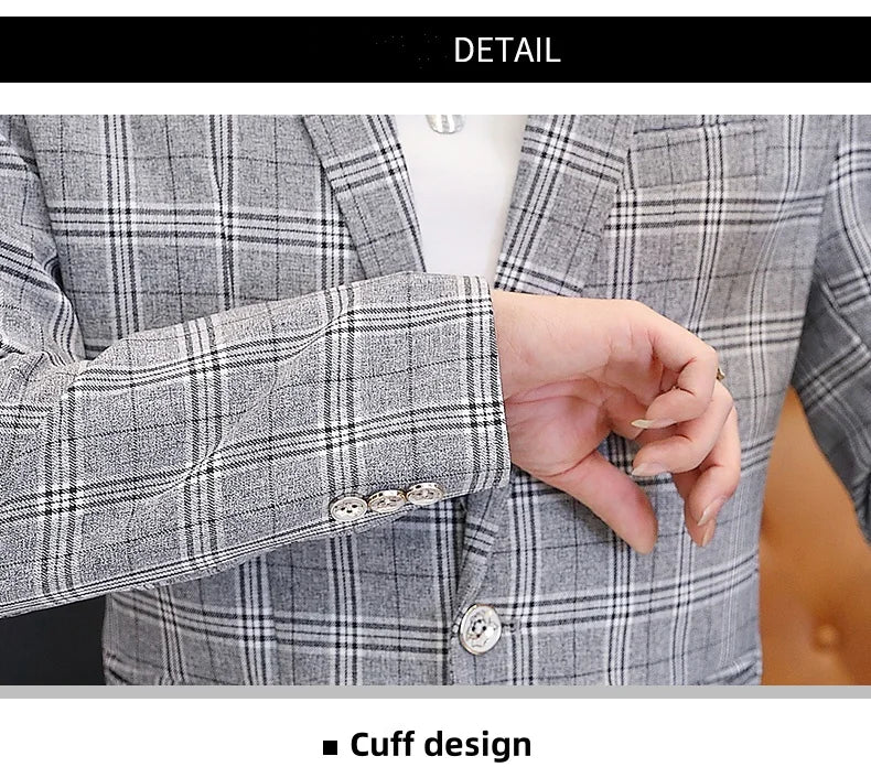 Men's British Style Checkered Suit Casual High-End Spring Autumn Small Plankton Design Handsome Coat