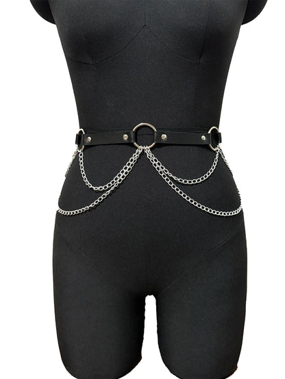  Women Fashion Waistband Accessory Leisure Punk Gothic Clothing Jewelry Belt Sexy Leather Harness Belt Waist Chain Harness