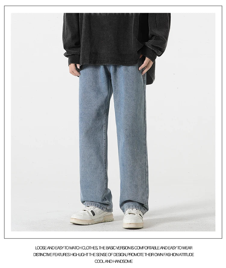 Jeans men's spring and summer 2025 new style trend straight versatile casual pants loose wide-leg mopping trousers